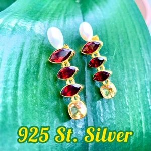 925 STERLING SILVER & GENUINE GEMSTONE EARRINGS